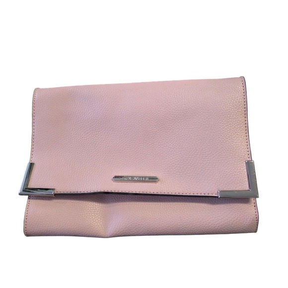 Steve Madden Handbags - STEVE MADDEN Pink Pebble Leather Foldover Chain Strap Clutch Crossbody Bag